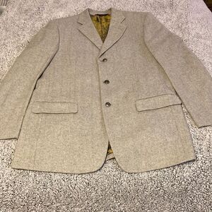 FIRADO Italian Suit Jacket Sz 42L Hand Tailored Merino Wool Herringbone Blazer